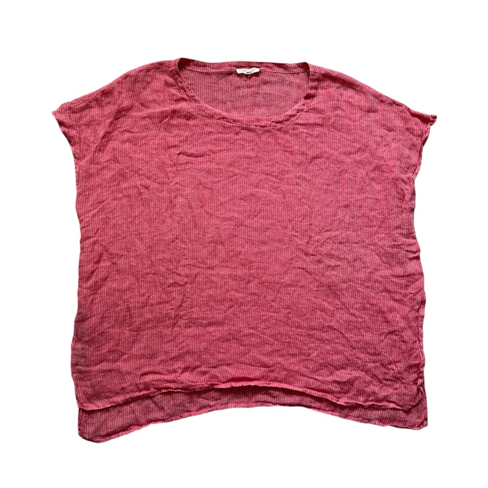 Eileen Fisher 100% Linen Casual Top Pink Size M‎ Petite